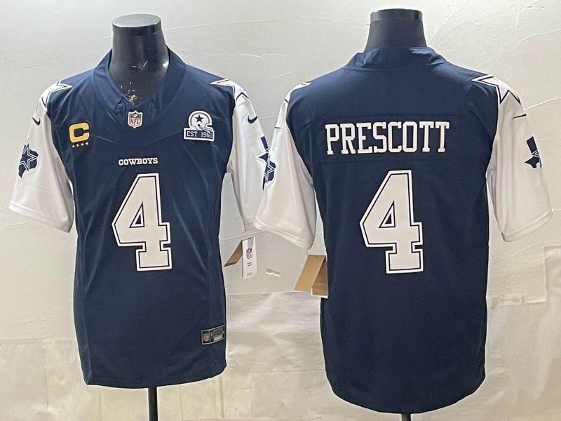 Men 2026 Dallas Cowboys #4 Prescott Blue 6th generations Nike Limited NFL Jersey style 01